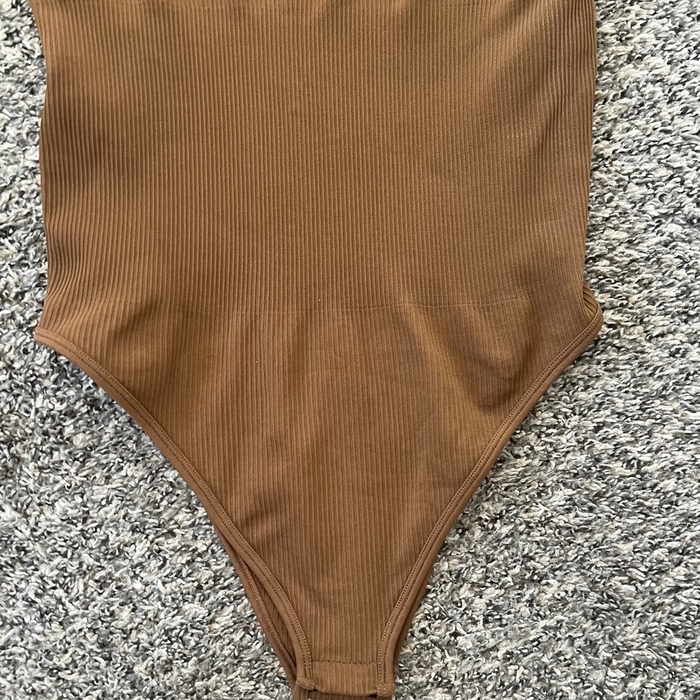 OQQ Ribbed Tank One-Piece Bodysuit in Brown XL - Picture 3 of 6